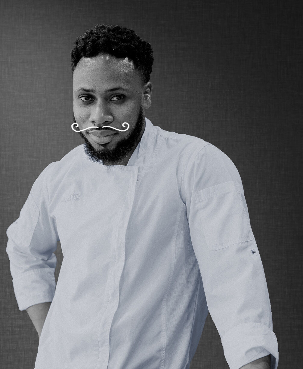 Black and white photo of Chef Donnel English