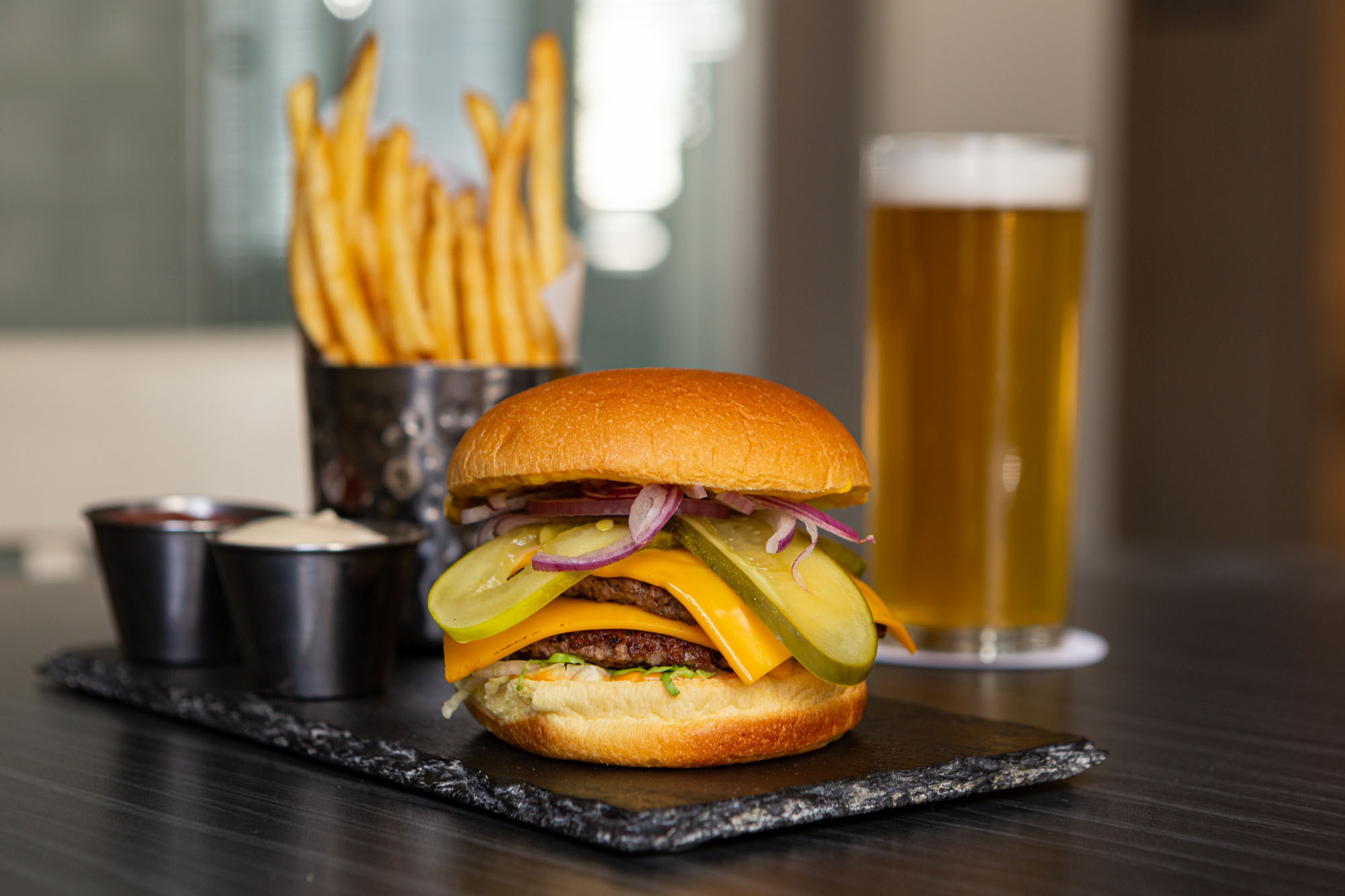 Burger, Fries and Beer