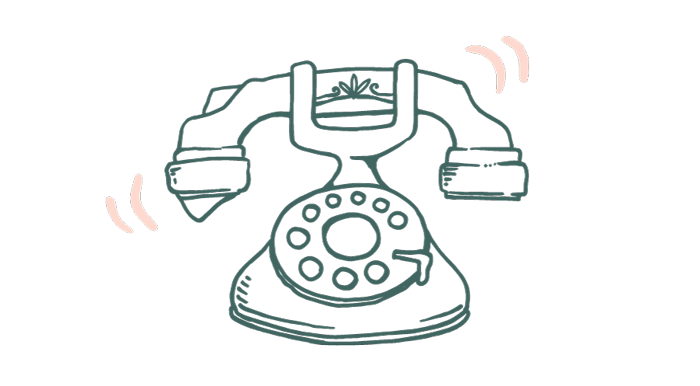 a line drawing of an old fashioned telephone