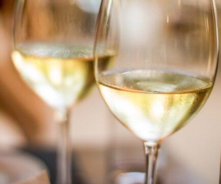 Two glasses of chilled white wine