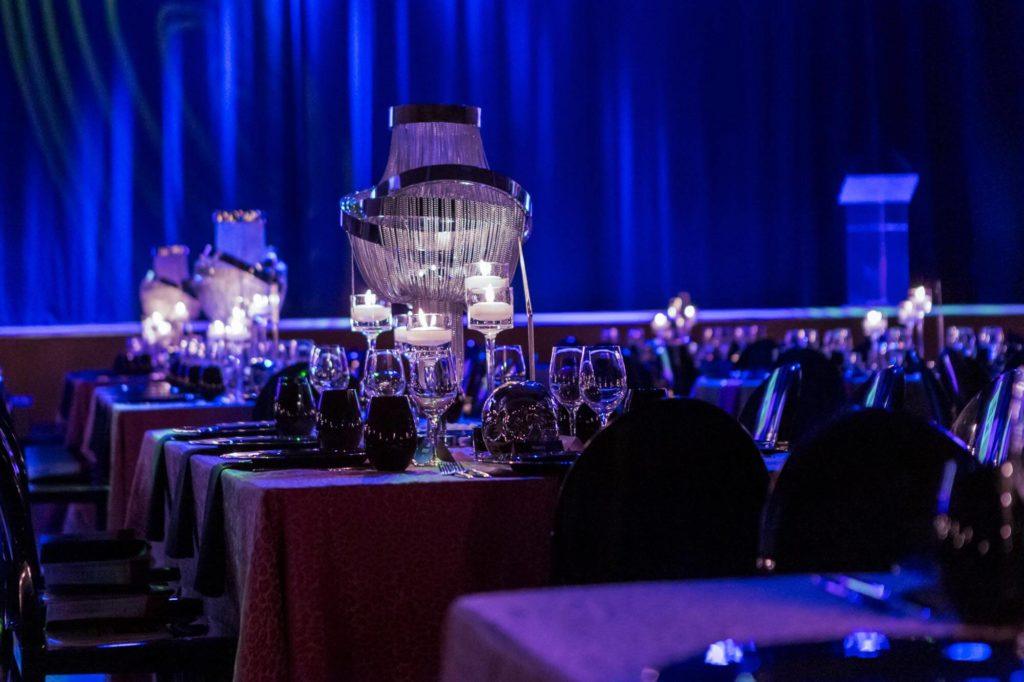 Moody tablescapes at a gala event at The Carlu