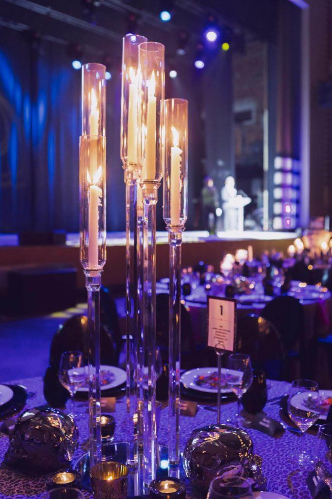 Centerpieces at a gala event in the Concert Hall