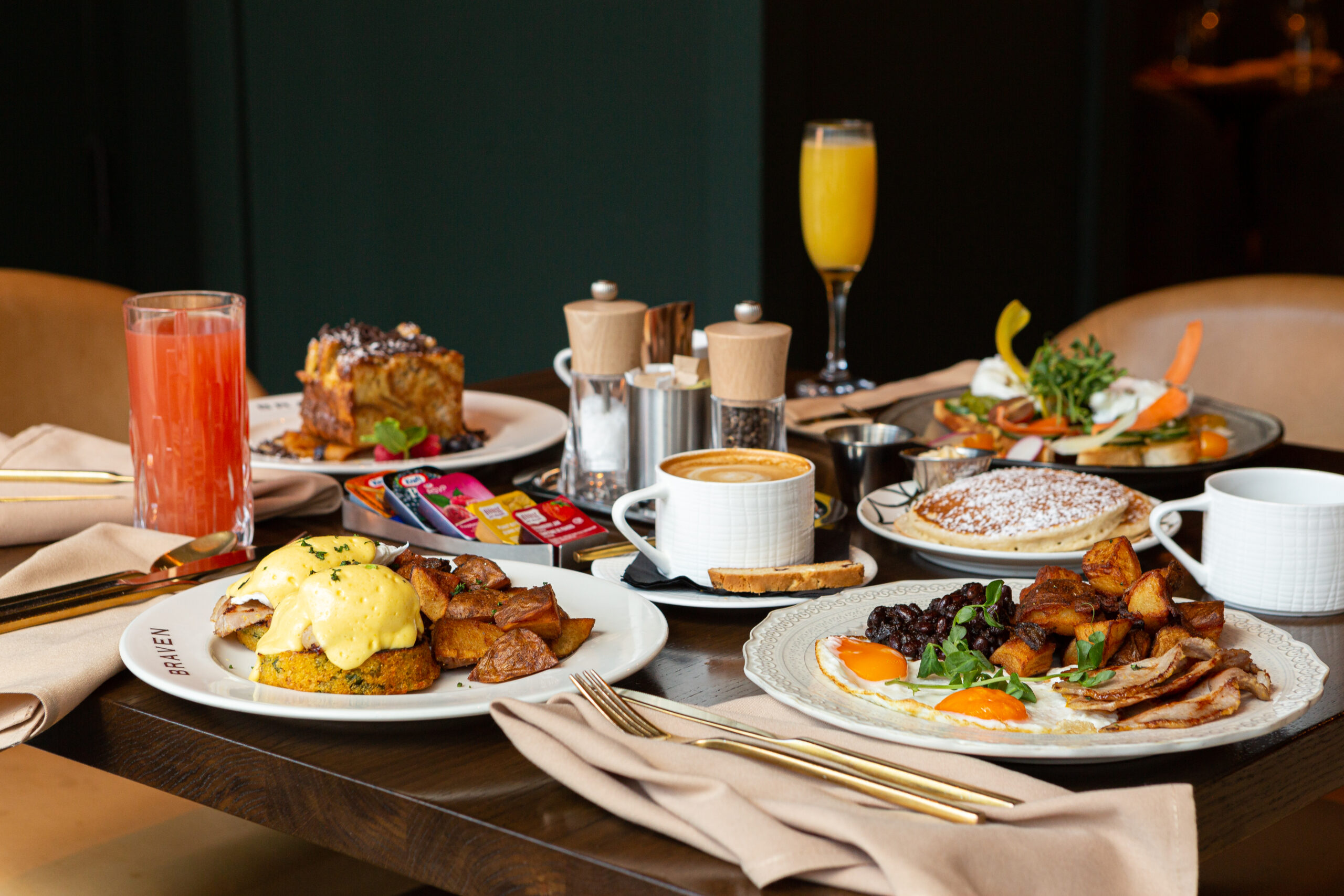 Breakfast Spread with Cocktails