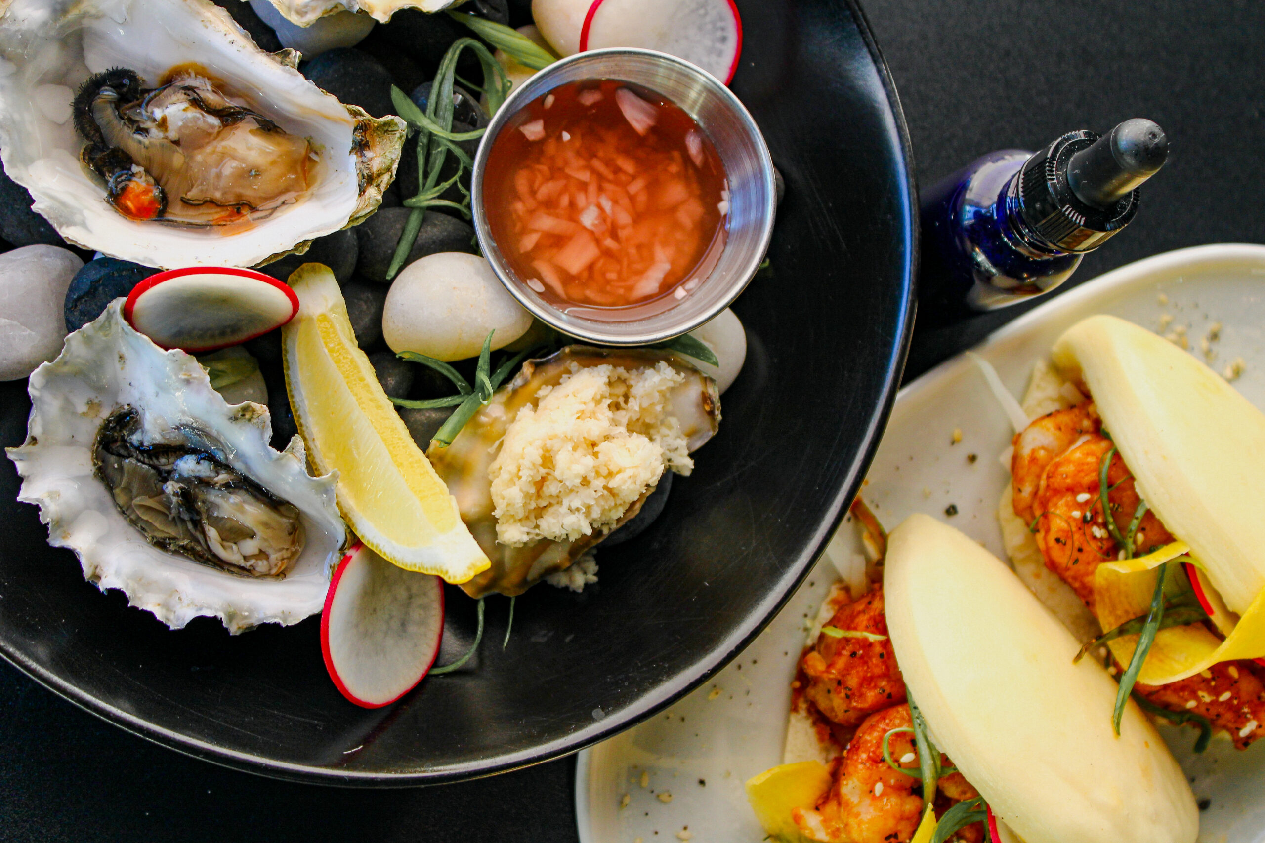 oysters and shrimp bao downtown dining week alchemy bar
