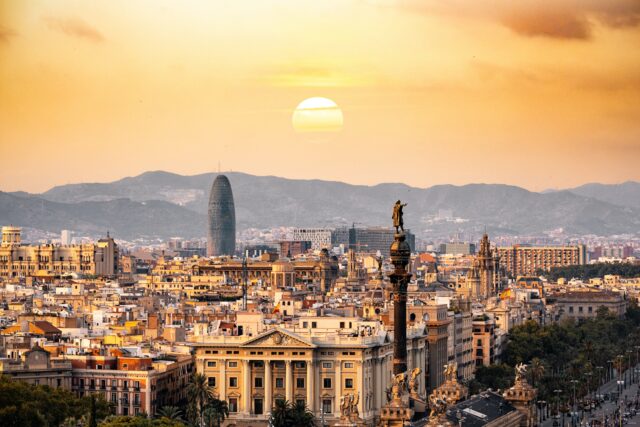 Sunset over the city of Barcelona